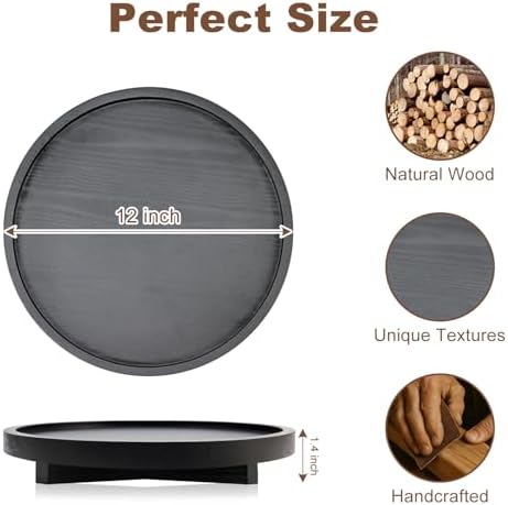 Round Wood Riser Bathroom Sink Tray for Kitchen Counter Vanity Perfume Tray