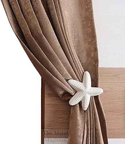 The Metal Magician Metal Nautical Starfish Curtain Holdback & Curtain Holder for Home, Bedroom & Office (Starfish Set