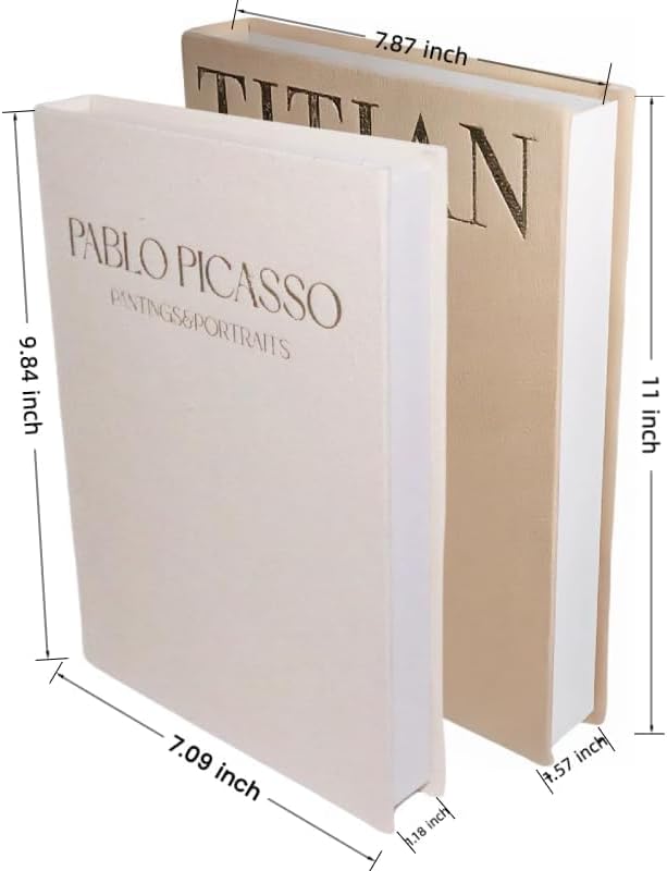 Linen Faux Book / Beige&light Brown / Set of 2