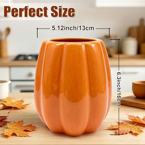 pinata Fall Kitchen Decor, Ceramic Fall Pumpkin Utensil Holder