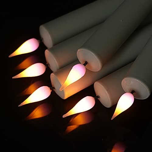 Wondise Flameless Window Candles with Remote & Timer Christmas Decoration, 11 Inches Battery Operated 3D Wick with Purple Yellow Light, 6 Pack Gold Plastic Holder and Suction Cups Included