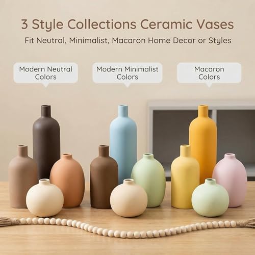 Ceramic Vase / Rustic Decorative Flowers Vases for Bouquet / Minimalist Mix / Set of 4