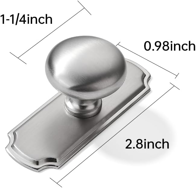 10 Pack 1-1/4 inch Backplate for Cabinet Knobs Brushed Nickel Drawer Knobs Cabinet Hardware Satin Nickel Knobs with