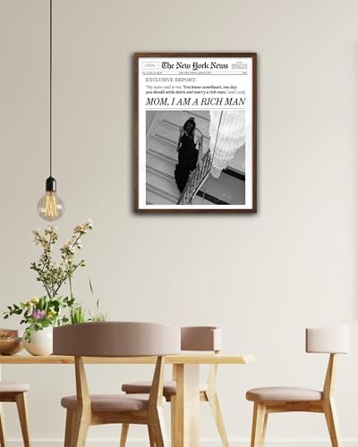 EcoHest 12x16 in Mom I Am a Rich Man Newspaper Framed Wall Art