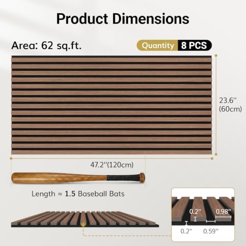 TONOR Wood Wall Panels for Interior Wall Decor-8 Pack 47.2" x 23.6"