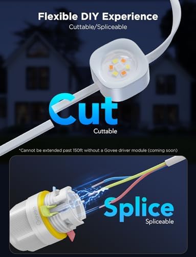 Govee Permanent Outdoor Lights Pro, 100ft with 60 RGBIC LED Lights for Daily and Accent Lighting, 75 Scene Modes for Outdoor Decor, IP67 Waterproof, Works with Alexa, Google Assistant, Matter, White