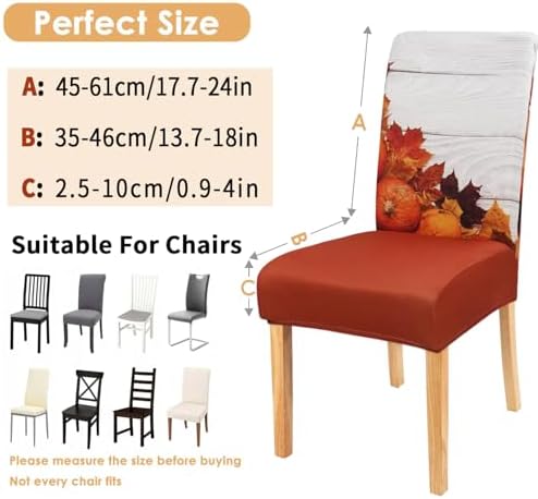 Fall Chair Covers Set of 4,Thanksgiving Parsons Autumn Leaves Dining Chair Protectors,Elastic Removable Washable Dining Chair Covers,Fall Decor for Home