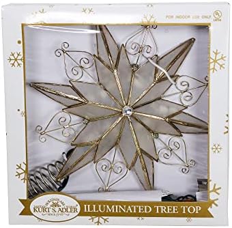Kurt Adler 10-Light 6-Point Capiz Star Treetop with Scroll Design