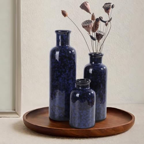 Small Ceramic Vase / Blue / Set of 3