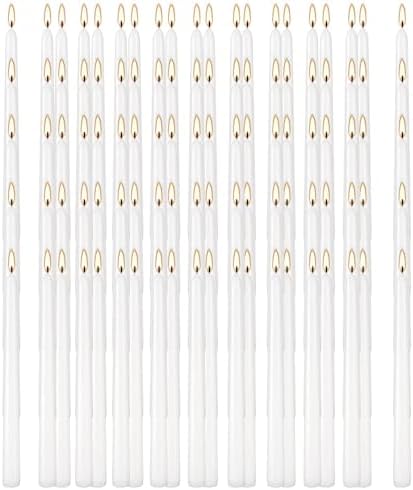 YOROXRG 100Pack White Taper Candles, 7-8 Hours Burn Time, Unscented, Smokeless and Dripless, 0.75 x 10 Inch Dinner Candle Set for Household, Wedding, Party and Home Décor Candlesticks