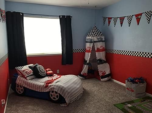 Checkered Flag Cars Wallpaper Border / Black / 4.5 Inch