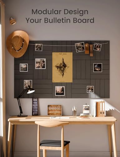 Fluxynara Felt Bulletin Board & Cork Board Alternative, Charcoal Gray