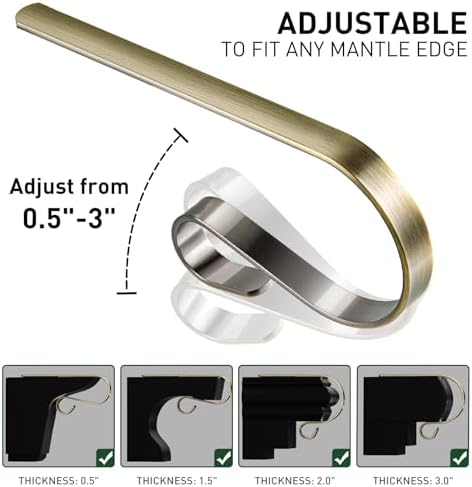 Edoneery Christmas Stocking Holders for Fireplace Mantle with Separate Double-Sided Tapes, 6 Pack Adjustable Non-Slip Metal Stocking Hangers for Mantel Xmas Party Decorations,Bronze
