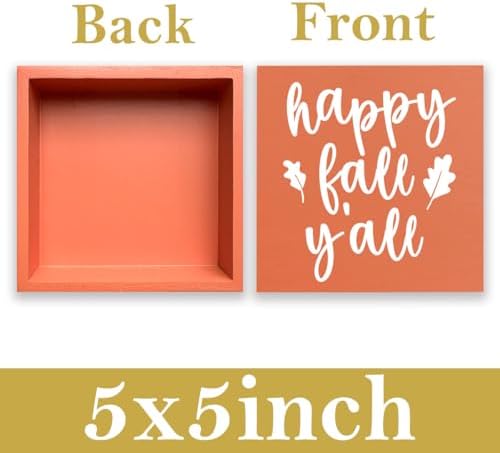 Fall Decor, Fall Decorations for Home Office, Fall Sign, Autumn Maple Leaf Decorations, Happy Fall Y'all Sign, Autumn Desk Shelf Decor 5 X 5 Inch
