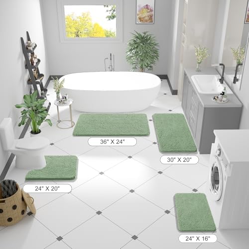 OLANLY Bathroom Runner Rugs 47x20, Extra Soft Absorbent Chenille Bath Rugs