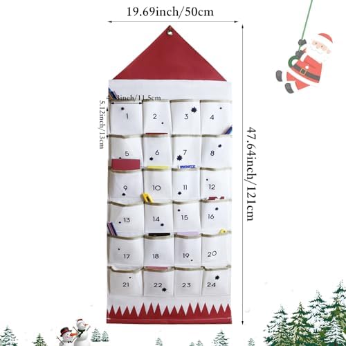 Christmas Advent Calendar With 24 Pockets Wall Hanging Decor