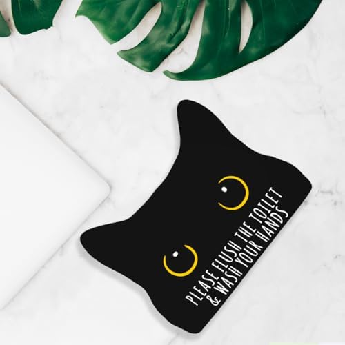 Black Cat Decor Cat Bathroom Decor Please Flush the Toilet Wash Your Hands Funny Bathroom Acrylic Decors Sign Cat for Home Bathrooms Cats Lover Gifts For Women Men Christmas