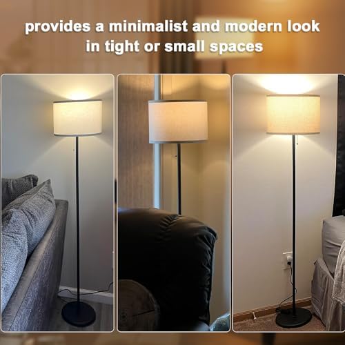 Ambimall Modern Standing Floor Lamp for Living Room & Bedroom with 3 Color Temperatures Bulb & Pull Chain Switch, 60"