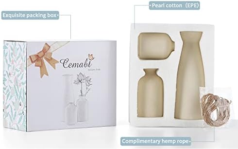 Beige Ceramic vase Set-3 Small Flower vases for Decor / 3set-beige