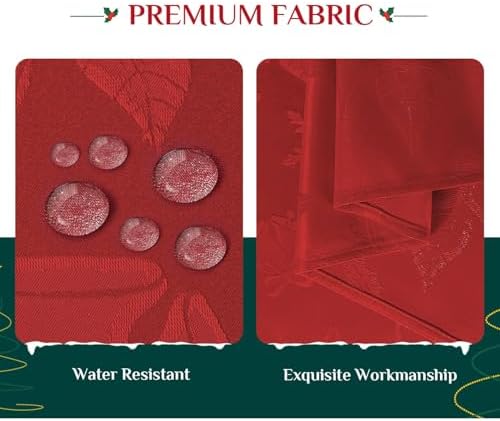Softalker Christmas Jacquard Rectangle Tablecloth, 60 x 102 inch, Red