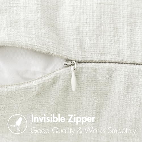 MIULEE Soft Chenille Throw Pillow Covers White 20x20 Inch Pack of 2