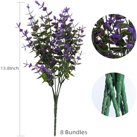 RECUTMS Artificial Fake Outdoor Plants Flowers for Spring Decoration 8Pcs