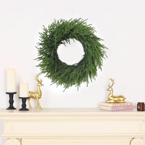 24" Lifelike Touch Artificial Christmas Norfolk Pine Wreath for Front Door