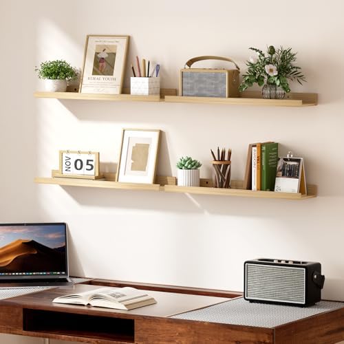 upsimples Floating Shelves for Wall Decor Storage, Natural, 6Pcs, 23.6''