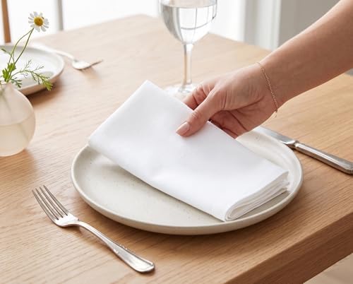 PurpleEssences Cloth Dinner Napkins 18x18 in Set of 6 - White