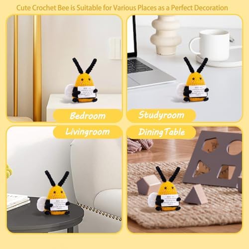 DUQGUHO Bee Support Crochet Emotional Bees Gifts for Women Funny Gift Themed Decorations Cute Stuff Handmade Knitted Birthday for Her