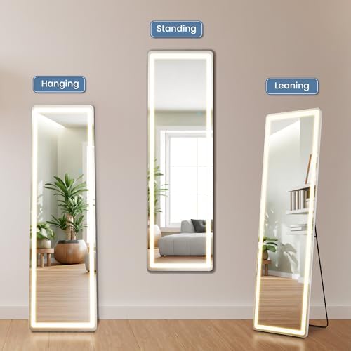 DUMOS Full Length Mirror Lighted, 16"x60" LED Floor Standing Mirror