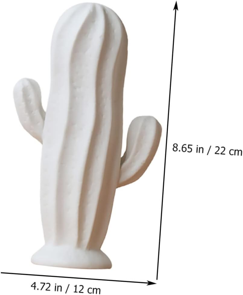 Ceramic Cactus Figurine Minimalist Cactus Statue Porcelian Collectible Art Sculpture Jewelry Holder