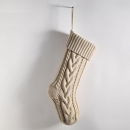 Nanou 18” Knitted Christmas Stockings, 1 Pack, Flaxen