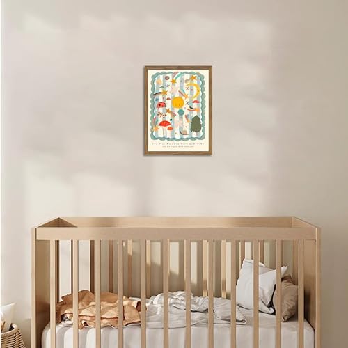 Framed Nursery Wall Art, Kids Inspirational Quote Canvas Wall Decor, Cute Insect Kids Room Prints Painting, Whimsical