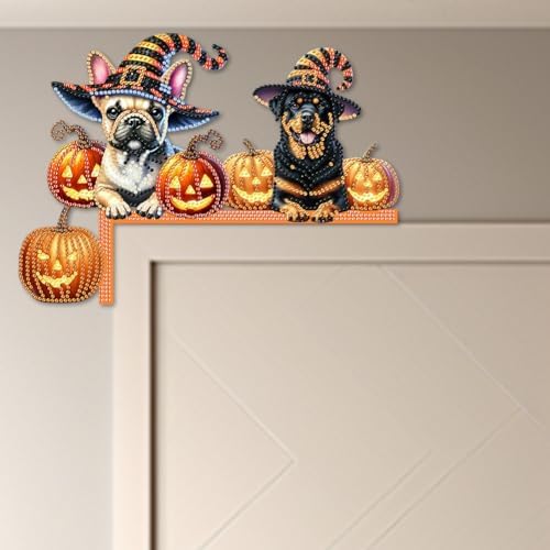 DIY Diamond Art Wooden Door Corner Decoration – Halloween Frame Sign Kit, Creative Wall Art Mosaic Frame Sign for Home Decor & Gifts