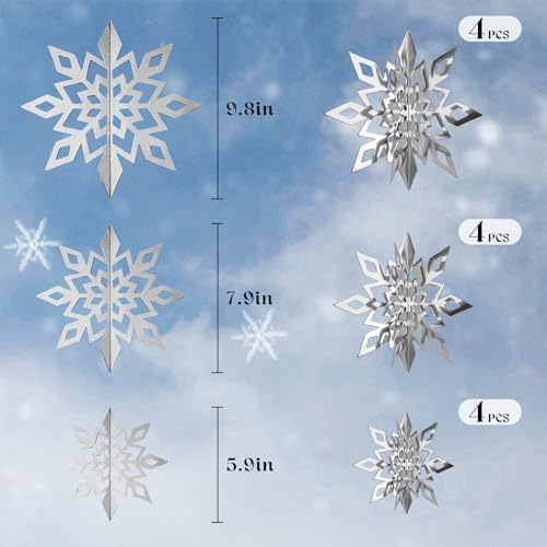 Hanging Snowflakes from Ceiling, Silver Christmas Ornaments