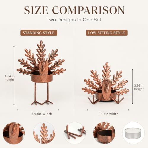 6pcs Metal Turkey Tea Light Candle Holders Fall Thanksgiving Table Decor