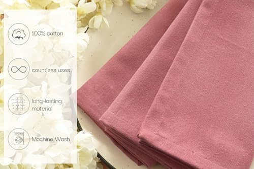 PurpleEssences Cloth Dinner Napkins 18x18 in Set of 12 - Dusky Rose