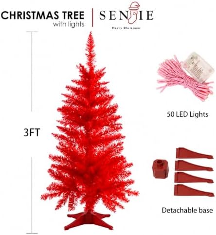 3FT Red Artificial Small Christmas Tree Mini Tabletop Decor