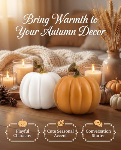 Set of 2 Fall Decorations for Home Resin Decorative Pumpkin Decor 4''