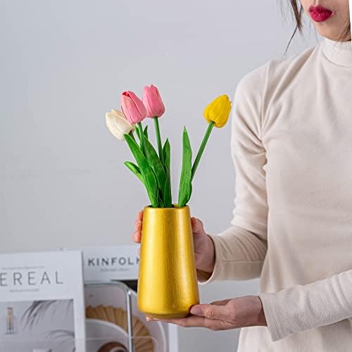 6" Ceramic Flower vase / Gold / Small