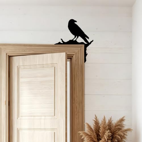 Jidecor Raven Door Corner Decor Gothic Metal Crow Wall Art 12 x 13.4 in