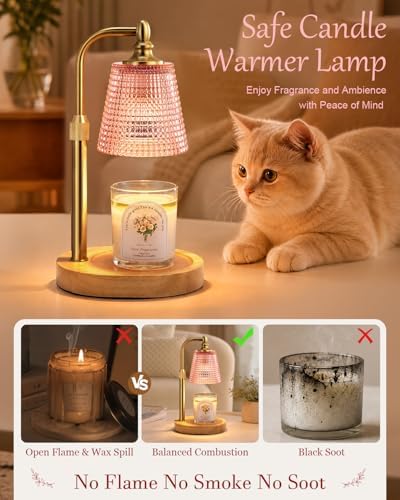 Candle Warmer Lamp with Timer, Birthday Gifts for Women,Pink Dorm Decor