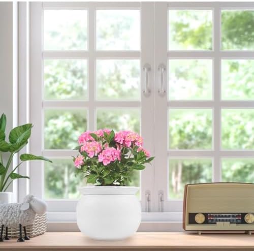 BUYMAX 6 Inch Self Watering Ceramic African Violet Pot Flower Pot Indoor
