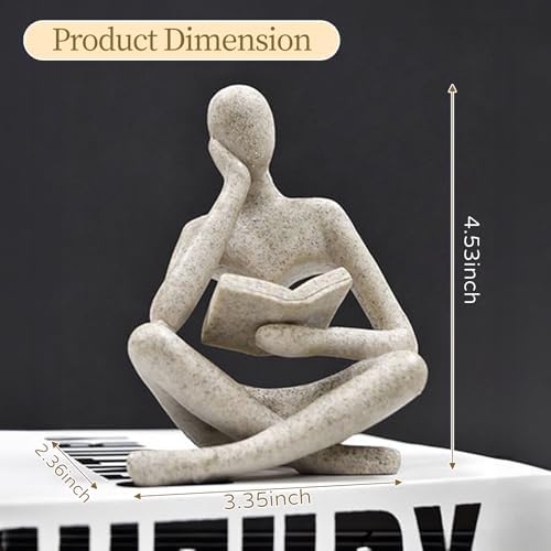 UTTCMK Bookshelf Decor Thinker Statue - Abstract Art Reading Thinker Sculpture Figurine Aesthetic, Modern Home