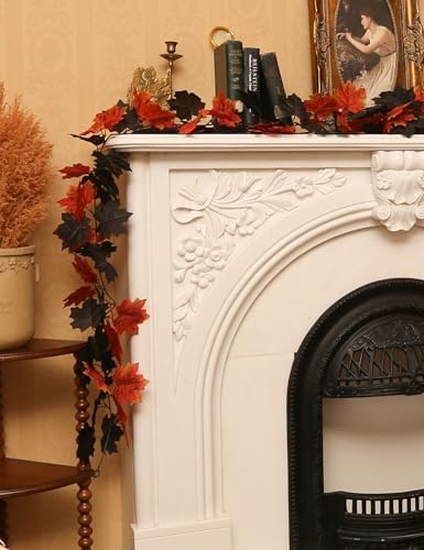 Joyhalo 5 Pack Fall Garland Black Leaves Garland for Autumn Halloween Decor