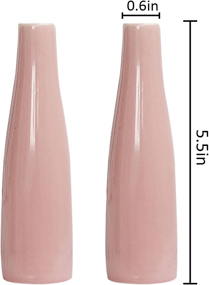 Small Ceramic Vase Flower Bud Vases Modern Minimalist Vase Mini Table Floral Vase / Pink / Set of 2