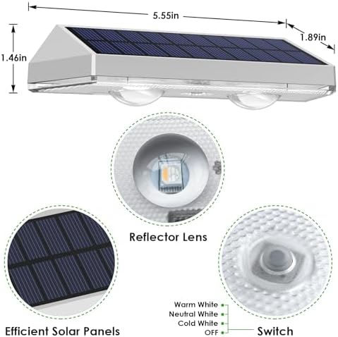 LIANGLOME 2 Pack Solar Fence Lights Outdoor, 2PK Solar Outdoor Light Warm White & RGB Solar Powered Lights for Outside