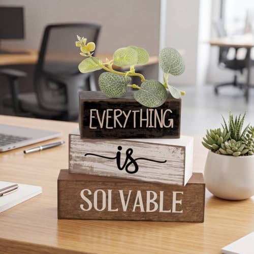 Lineshading 4 Pcs Farmhouse Tiered Tray Decor Wooden Block Signs Rustic