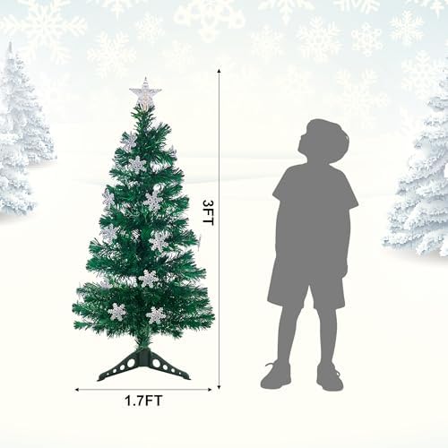 Prsildan 3 FT Fiber Optic Christmas Tree with Lights Artificial Xmas Trees
